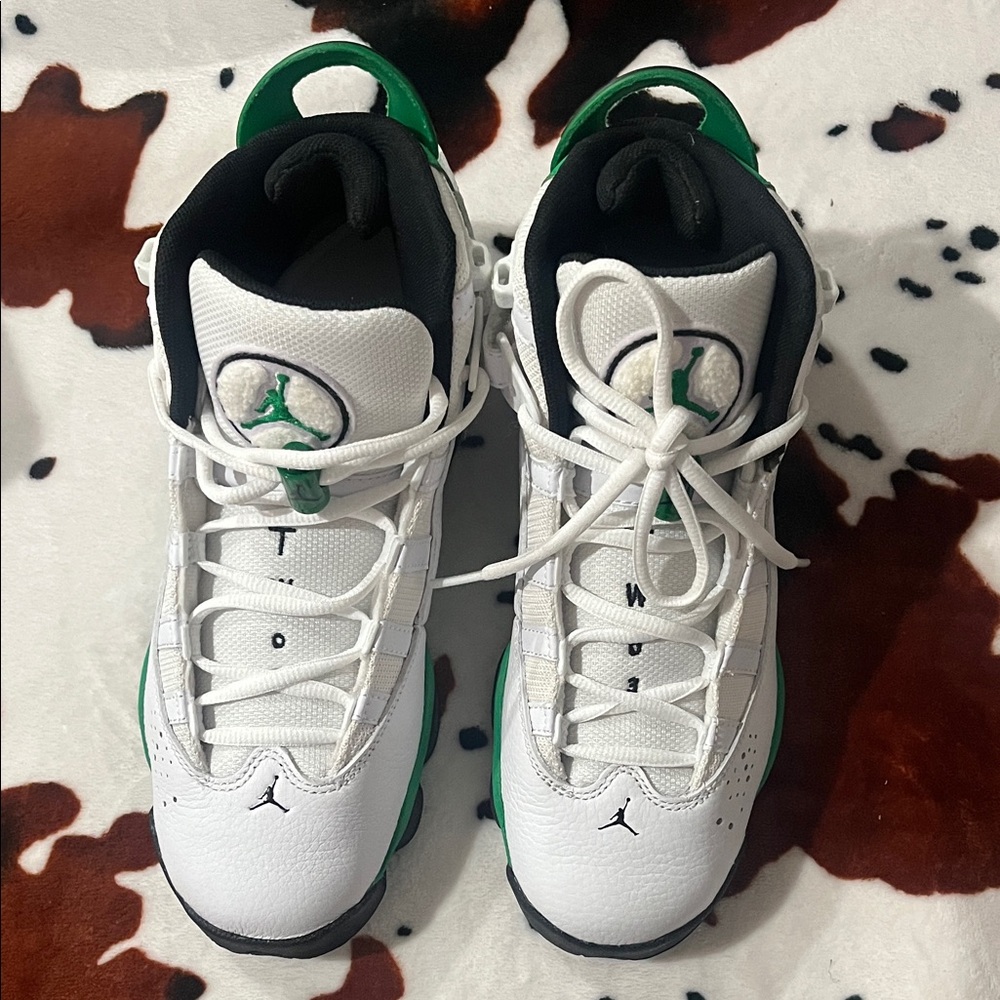 Kids White and Green Athletic Shoes